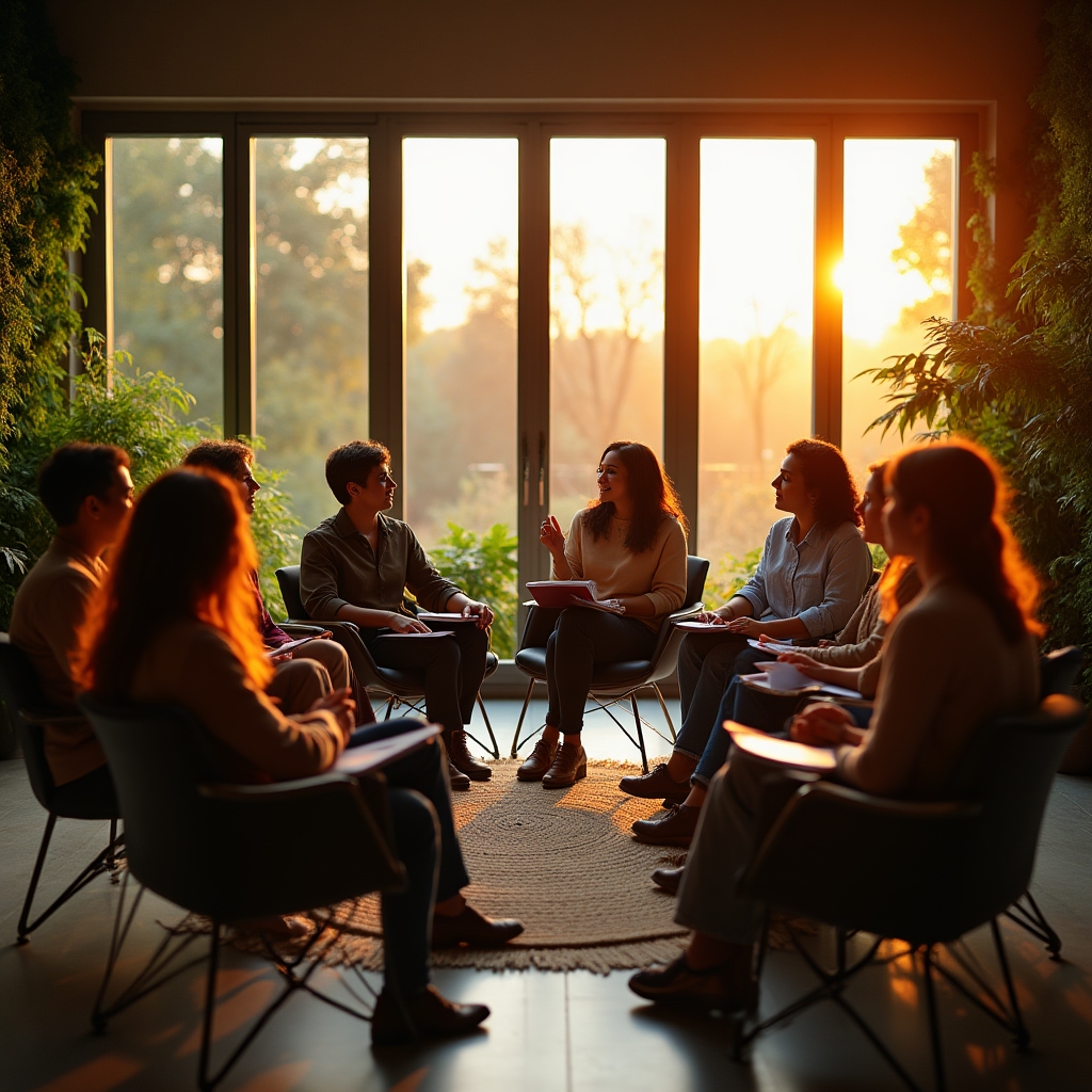 Grupo de participantes aprendiendo juntos en taller de hábitos